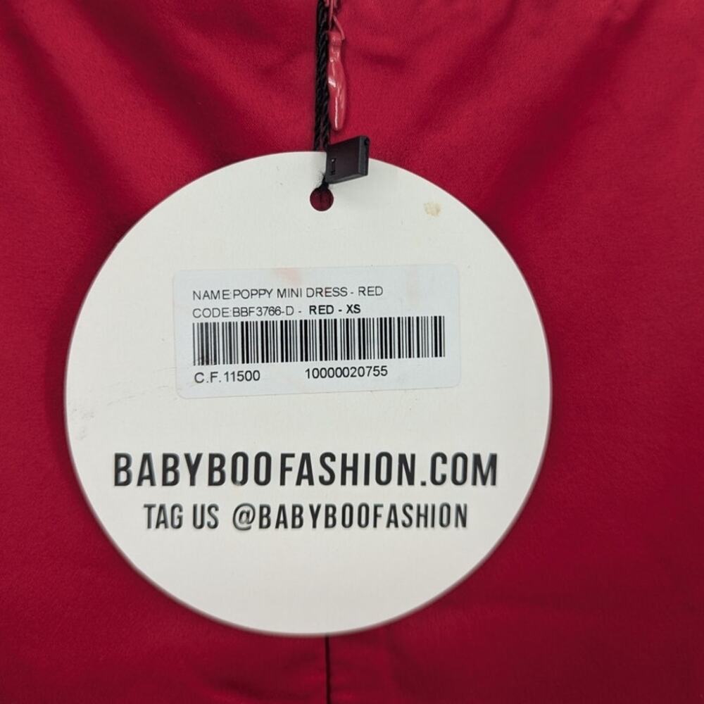 Babyboo Poppy Red Satin Corset Bustier Fit Flare Mini Dress XS NWT - Picture 4 of 4